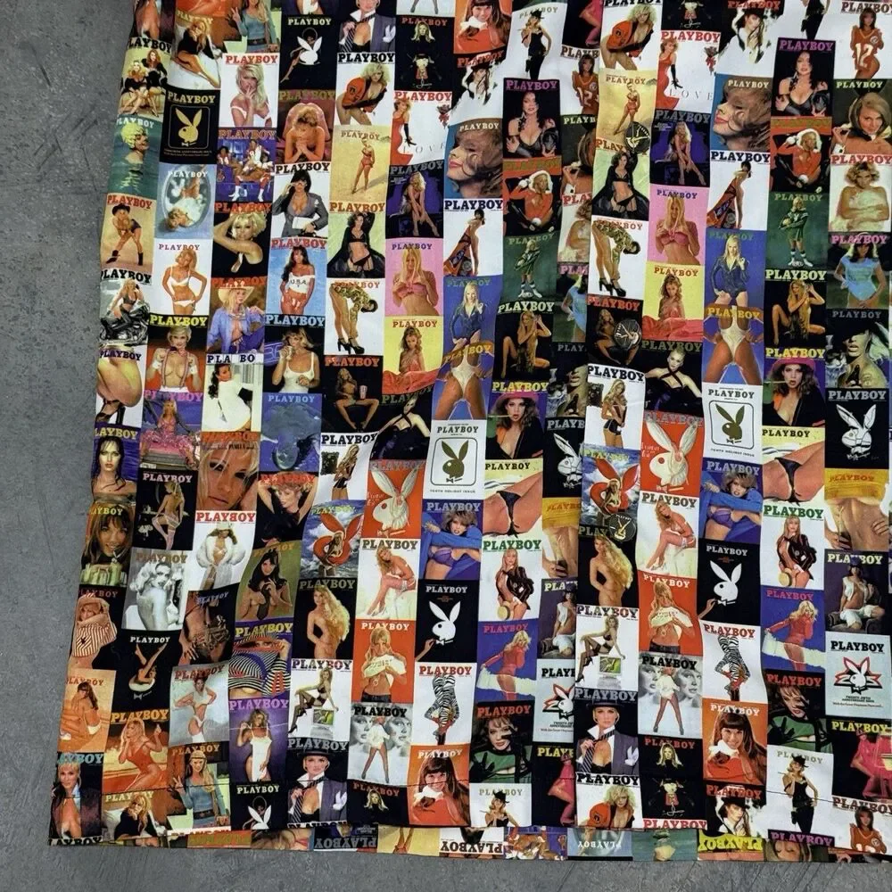 Playboy Shirt Men Size Large All Over Collage Cover Magazine Centerfold - Picture 4 of 14